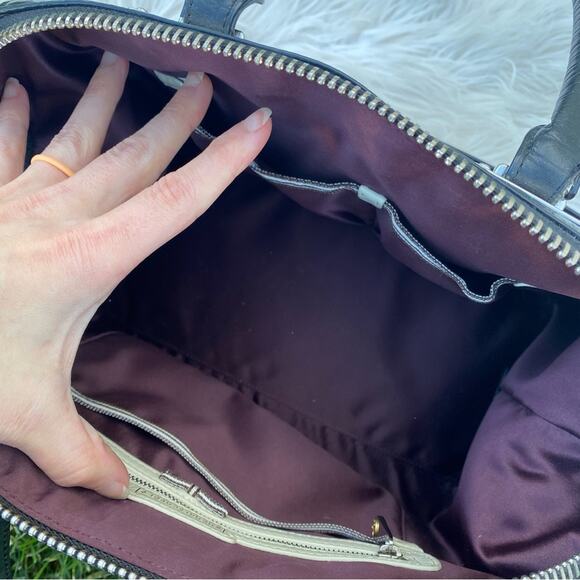 Henri Bendel Black Croc Print Leather Satchel - Picture 10 of 14